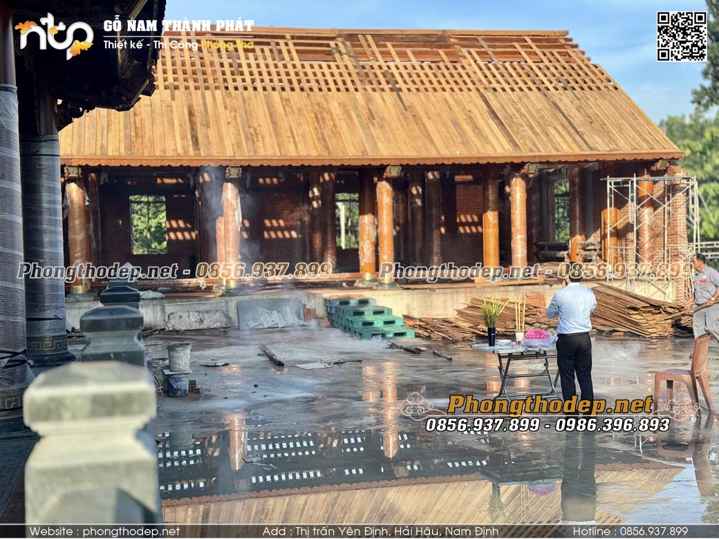 Công trình nhà 5 gian thông hiên gỗ cẩm vàng  bề thế